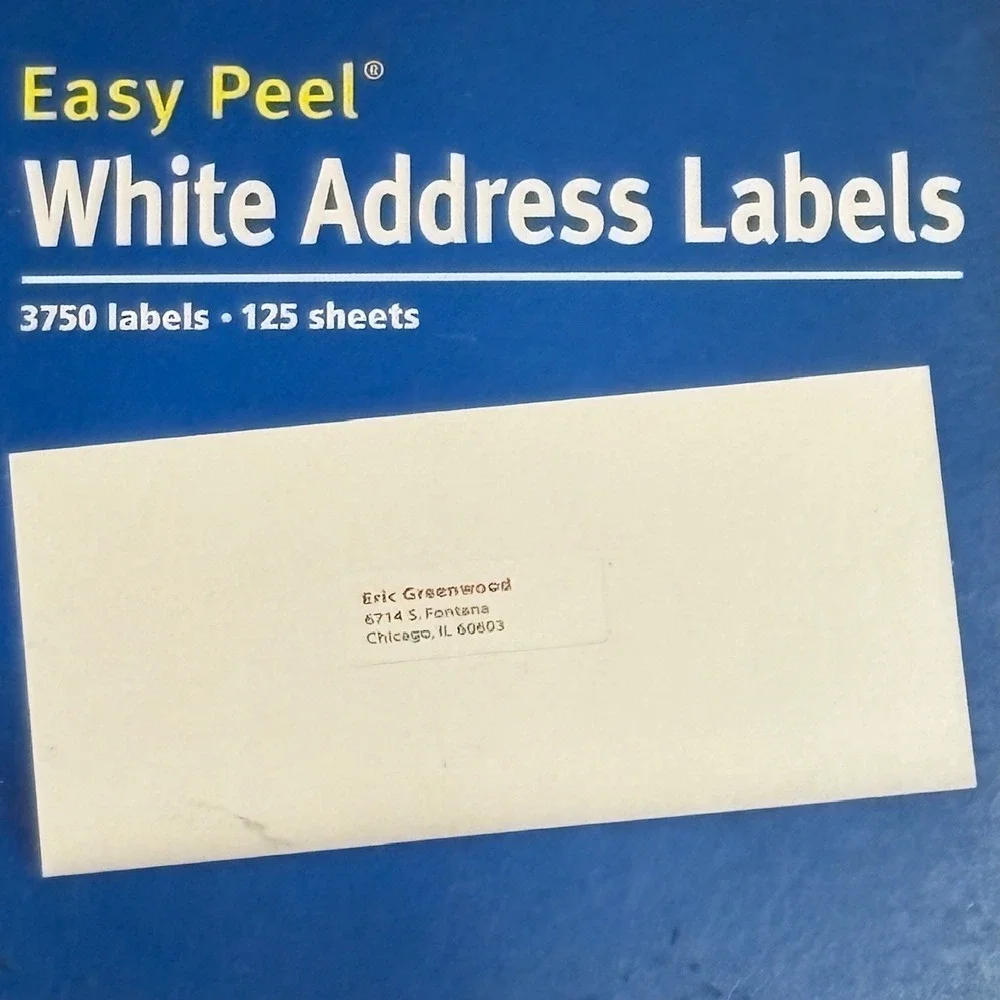 Avery Easy Peel White Address Labels 1x2 5/8 3750 Labels 125 Sheets Laser Inkjet